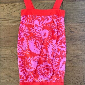 Diane Von Furstenberg Red and Pink Floral Strap Dress